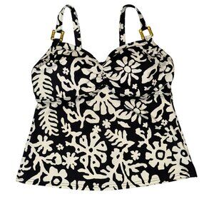 LIke new Land's End Black & White Tankini Swim Top Size 8P